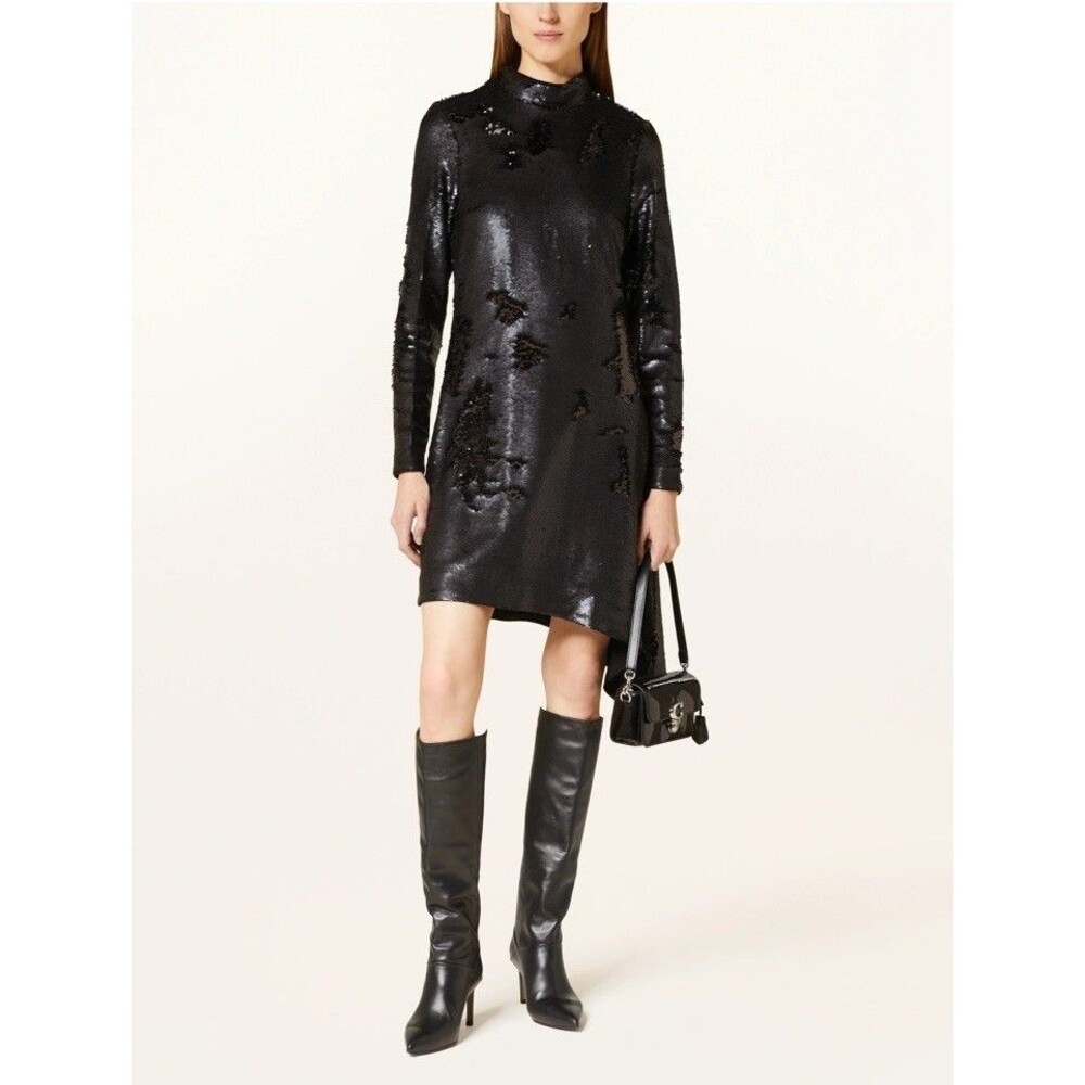 NWT COS Asymmetric Sequined Mini Dress Black High Neck Size 6 Cocktail Party